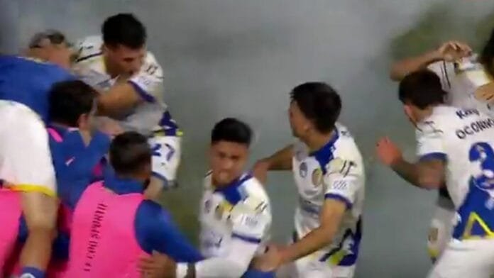 VIDEO: Barra de San Lorenzo saca a la fuerza a hincha que lanzó bombas a la cancha en el duelo vs Rosario Central en la Liga Argentina